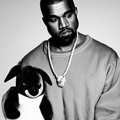 Image similar to Kanye West holding pikachu for a 1990s sitcom tv show, Studio Photograph, portrait