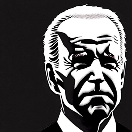 Image similar to Joe Biden looking sinister, by Tsutomu Nihei, highly detailed