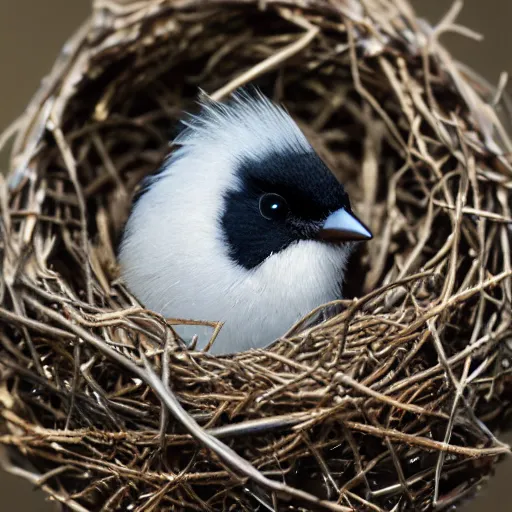 Prompt: crystal tomtit in a nest, transparent, with light glares, reflections, photo realistic, photography, photorealism, ultra realistic, intricate, detail, rim light, depth of field, unreal engine, dslr, rtx, style swarovski, dior, faberge
