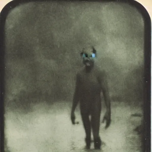 Image similar to creepy lovecraftian monster in swamp, 1 9 1 0 polaroid photo