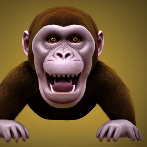 Image similar to vladimir putin is anthropomorphic monkey, 3 d render, by famous artist, horror