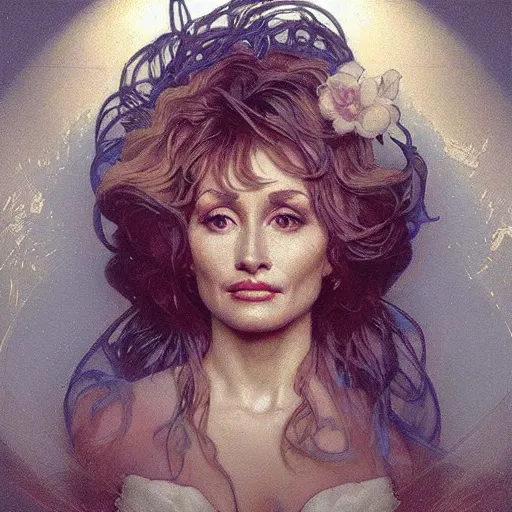 Prompt: beautiful lifelike award winning marble statue bust of dolly parton trending on art station artgerm greg rutkowski alphonse mucha cinematic atmospheric