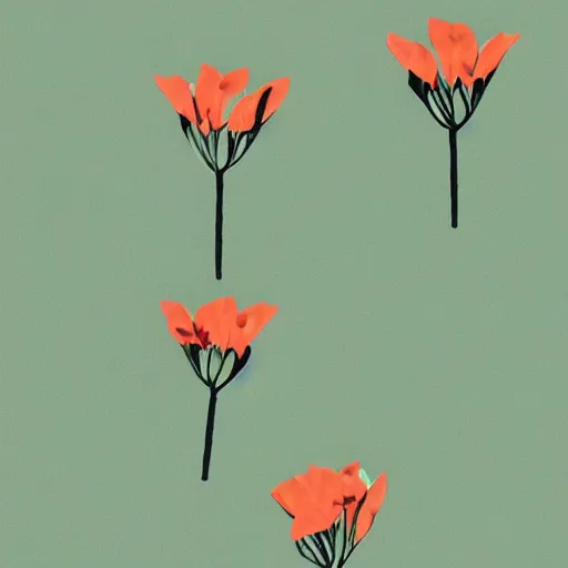 Image similar to Rubrum Lillies, Lasers, Minimalist, Midcentury Modern, Illustration