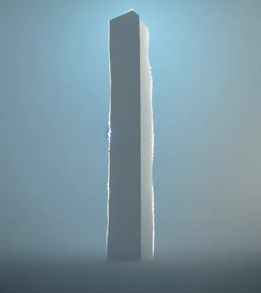 Image similar to surreal minimal tower made of white crystalized veins, inverted white roots in the floor, foggy sky, dark night, octane render, unreal engine, pale colors, high detail, 8 k, wide angle, trending on artstation, behance