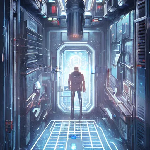 Image similar to a top secret vault with many locks, detailed digital illustration by greg rutkowski, cyberpunk, android netrunner