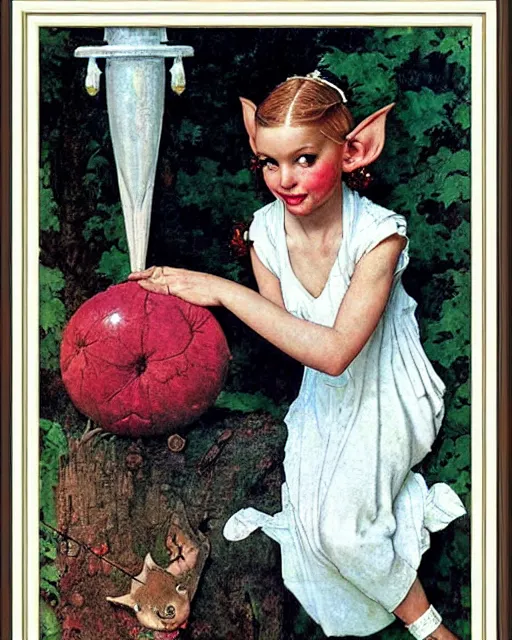 Prompt: a beautiful elf princess by norman rockwell