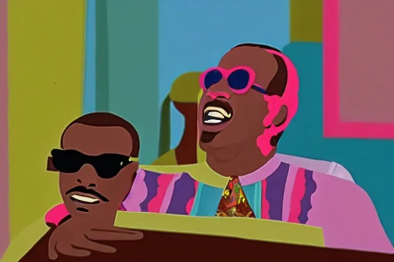 Image similar to still frame of stevie wonder in barbie, by Jaap Buitendijk