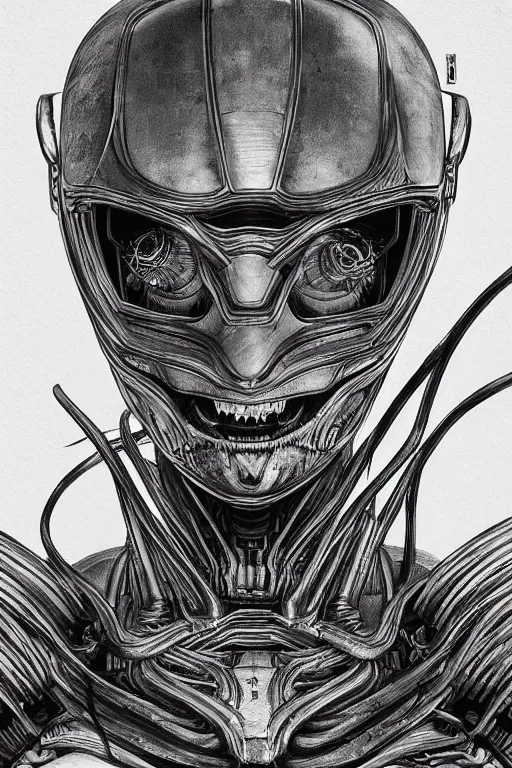 Image similar to portrait from a handsome wizard, sci - fi art, akira toriyama hr giger, kuvshinov ilya, trending on artstation