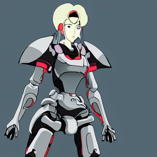 Image similar to A woman who fights in a mech, Japanese animation style.