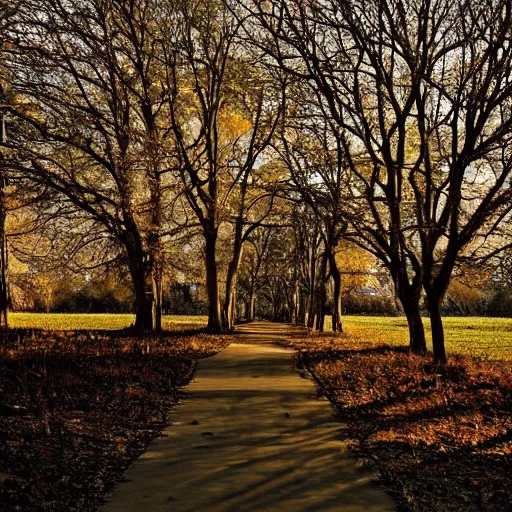 Prompt: The rustling has faded away. I hear the birds clearly; rustling leaves; my feet on the earth as I turn slowly. My shadow is covered by the long shadow of the tree. I walk to the end of its shadow and with each step I become more aware of my body. Just before the end of the shadow, I pause. The back of my neck becomes warmer. As I turn around, I see the sun slowly rising through the leaves towards the orange sky. I should never forget that moment. The moment when the sun touches the hem of the crown of leaves and infinite rays of sunlight drench the meadow and me in light. The light of a new morning.