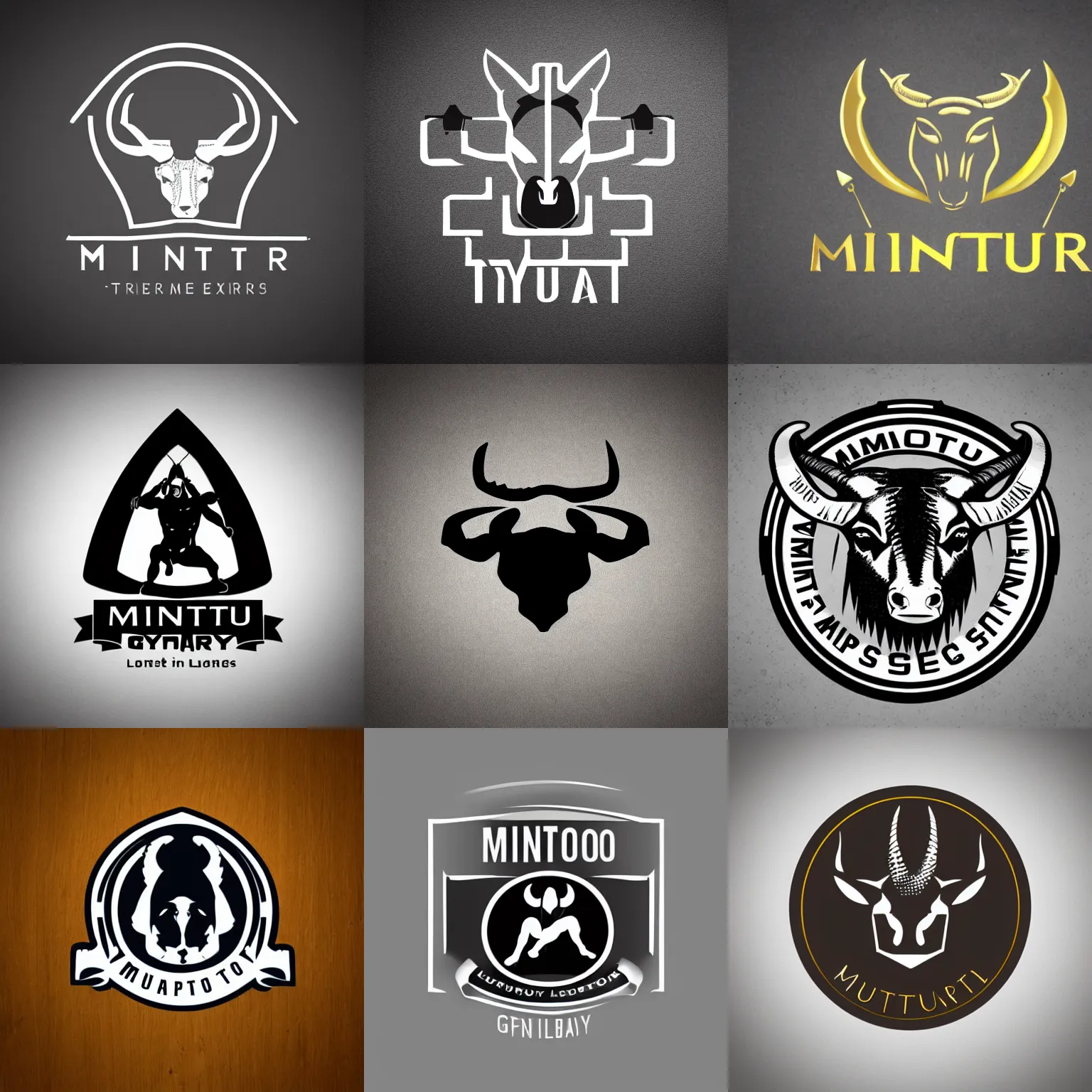 Prompt: minotaur logo for a luxury gym equipment company