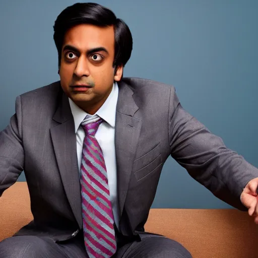 Image similar to office Raj Koothrappali in Better call Saul Goodman, photoshoot