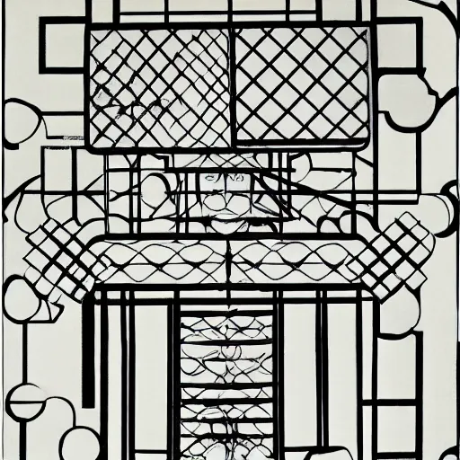 Image similar to end of the life by piet mondrian, flat colors