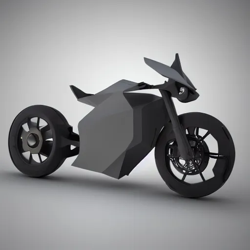 Prompt: futuristic generative design motorbike, dark plastic, reflective, octane render, fusion360 render