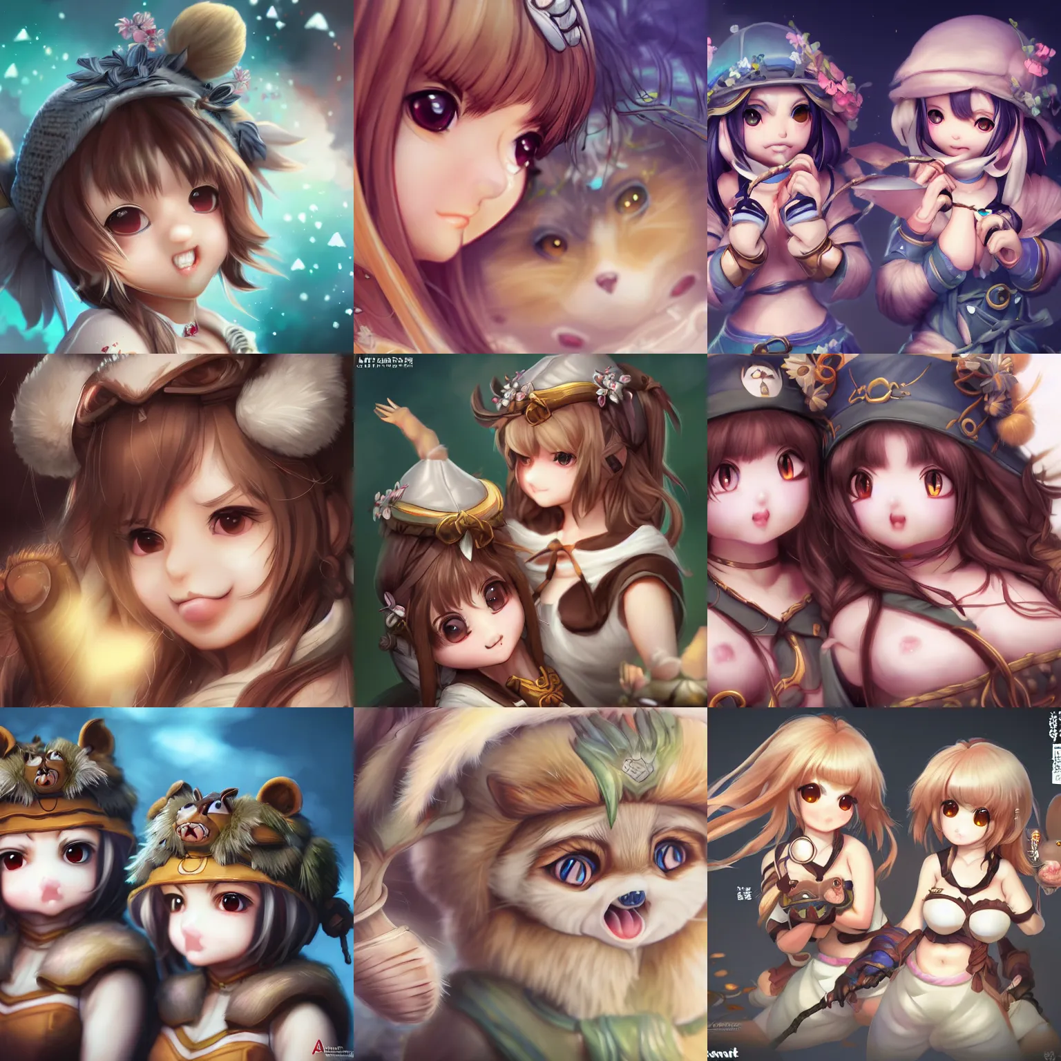 Cute anime girl with tanuki features