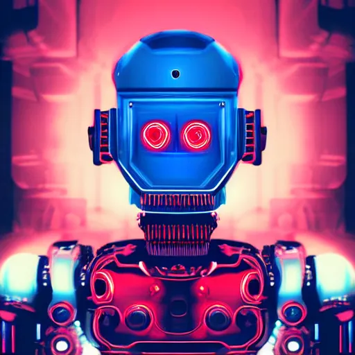 Image similar to robot with a red background, cyberpunk art by dr. atl, featured on behance, shock art, kinetic, synthwave, artwork