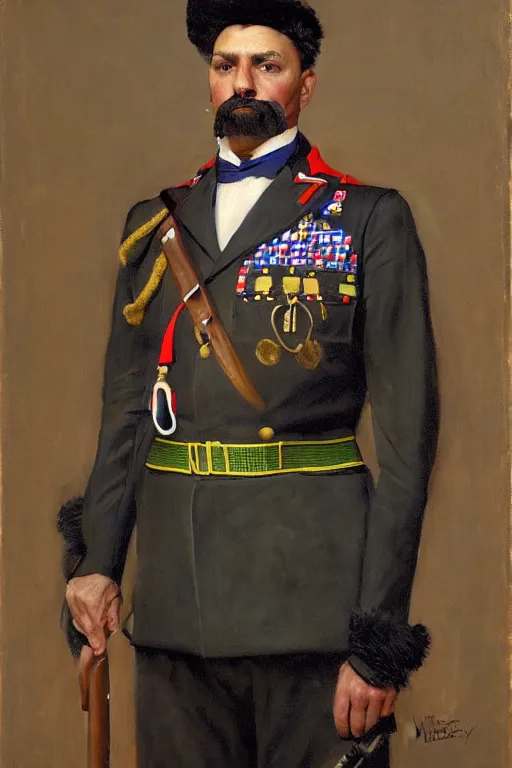 Image similar to full body portrait of the dictator of the los angeles clippers, 1 8 8 9, in full military garb, oil on canvas by william sidney mount, trending on artstation