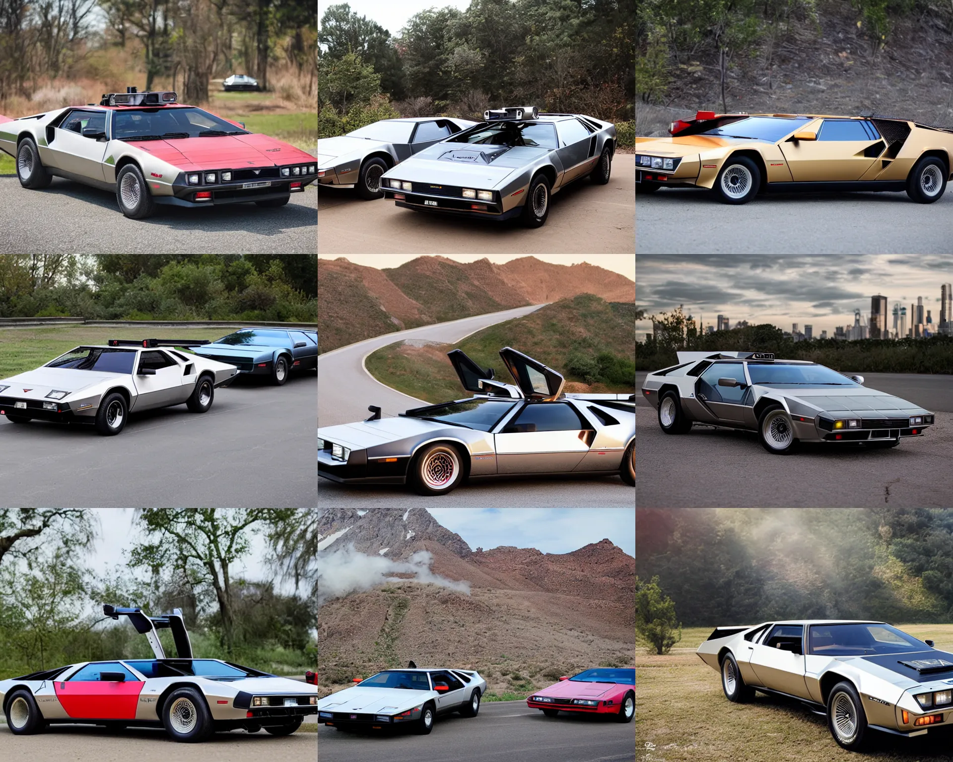 Image similar to a single firebird trans - am, delorean and lamborghini countach hybrid, dslr