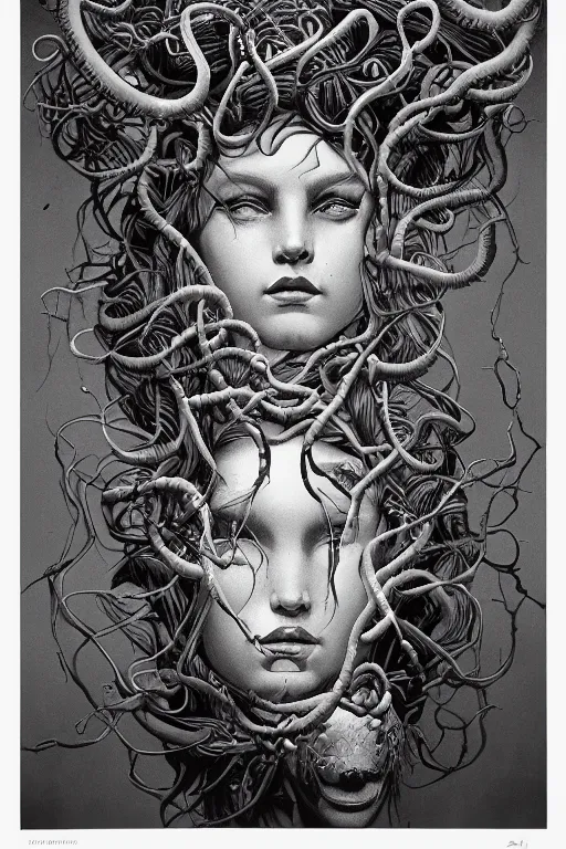 Image similar to Medusa goddess painting by Dan Hillier, trending on artstation, artstationHD, artstationHQ, 4k, 8k