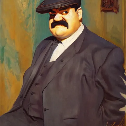 Prompt: painting of wario by sargent and leyendecker