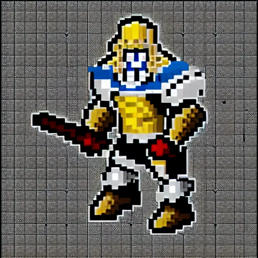 Image similar to sprite of a knight with armor sword and shield, dungeons and dragons game spritesheet, isometric, detailed, pixel art, full turn around