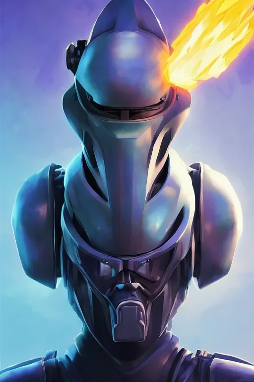 Image similar to epic mask helmet robot ninja portrait stylized as fornite style game design fanart by concept artist gervasio canda, behance hd by jesper ejsing, by rhads, makoto shinkai and lois van baarle, ilya kuvshinov, rossdraws global illumination radiating a glowing aura global illumination ray tracing hdr render in unreal engine 5