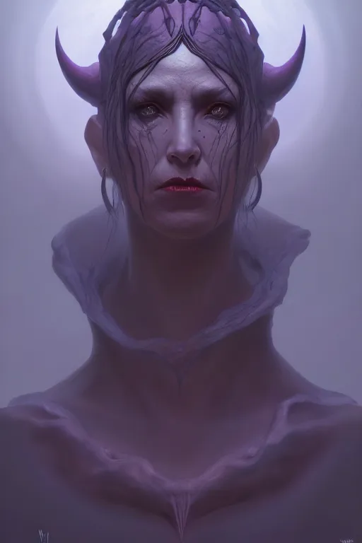 Image similar to a portrait of the queen of darkness, illustration, soft lighting, soft details, dark mood, painting oil on canvas by Wayne Barlowe octane render trending on artstation d&d characters, 4k, 8k, HD