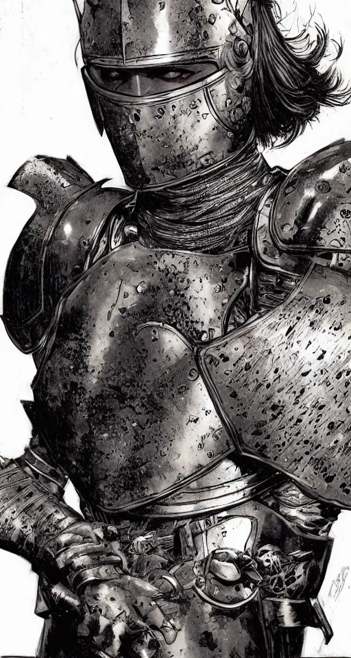 Prompt: a beautiful portrait of a female knight in armor in Travis Charest style