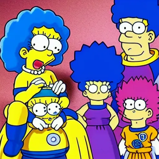 Prompt: marge simpson and her new family from dragon ball z drawn by akira toriyama