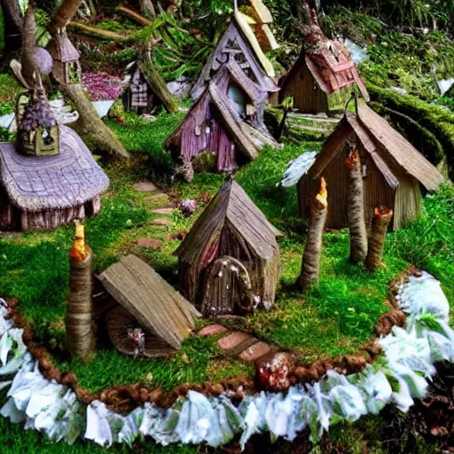 Image similar to Intricate five star Fairy Village in the woods