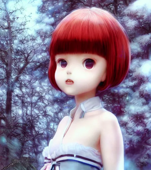 Prompt: Very beautiful portrait of an extremely cute and adorable Ayanami Rei, character design by Mark Ryden and Pixar and Hayao Miyazaki, unreal engine 5, DAZ, hyperrealistic, octane render, cosplay, fantasy RPG portrait, dynamic lighting, intricate detail, winter vibrancy, cinematic