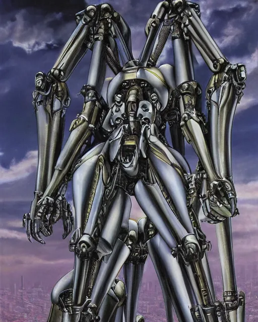 Image similar to mecha from evangelion by hr giger, by julie bell, 4 k, hyper detailed