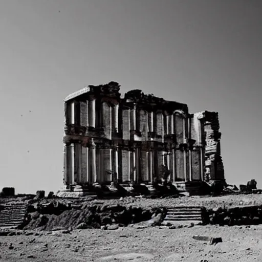 Image similar to a great dead city on the dark side of the moon, lunar photography, ancient ruins, retro futurism, long abandoned, shimmering sand, haunting beauty