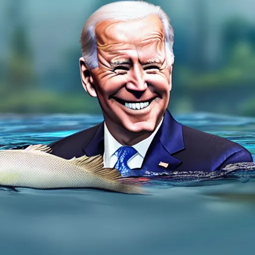 Prompt: president biden riding a fish underwater, ultra realistic, 8 k, ultra details, highly detailed face, sharp focus