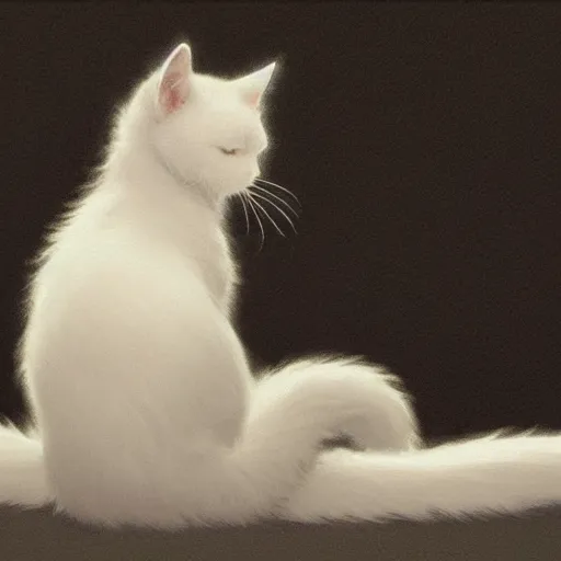 Image similar to a big indifferent looking dark grey cat with white belly, white paws and white face markings with long fur and fluffy tail sitting, intricate, elegant, highly detailed, digital painting, artstation, concept art, matte, sharp focus, illustration, art by Artgerm and Greg Rutkowski and Alphonse Mucha