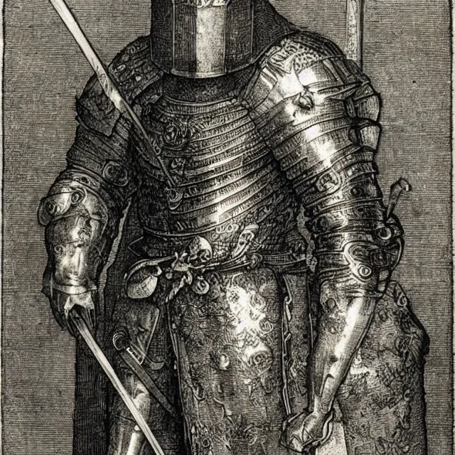 Image similar to “An engraving of a knight by Albrecht Durer (1512)”