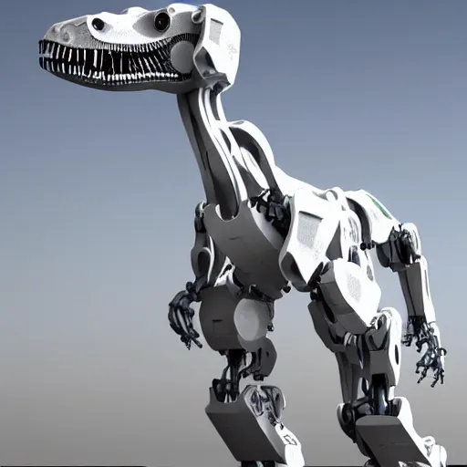 Prompt: white robot tyrannosaurus rex designed by apple