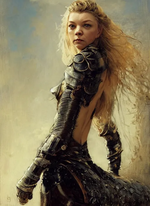 Prompt: natalie dormer wearing black medieval armour, bare legs, detailed, by gaston bussiere, bayard wu, greg rutkowski, giger, maxim verehin, greg rutkowski, masterpiece, sharp focus, cinematic lightning