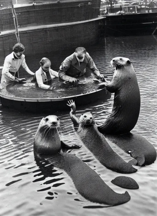 Image similar to otters preparing a bathysphere for use