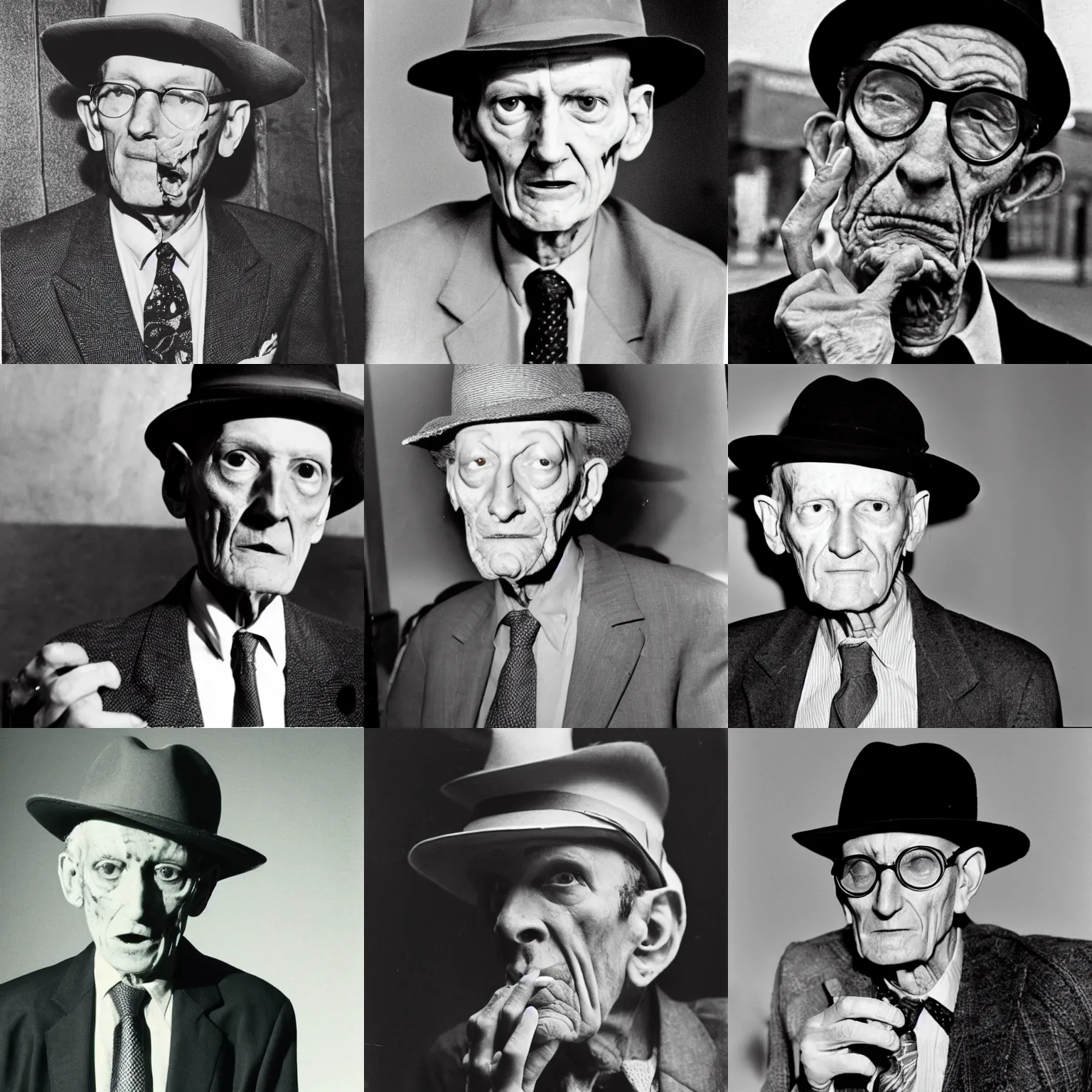 Prompt: William S Burroughs as a lizard man in a fedora