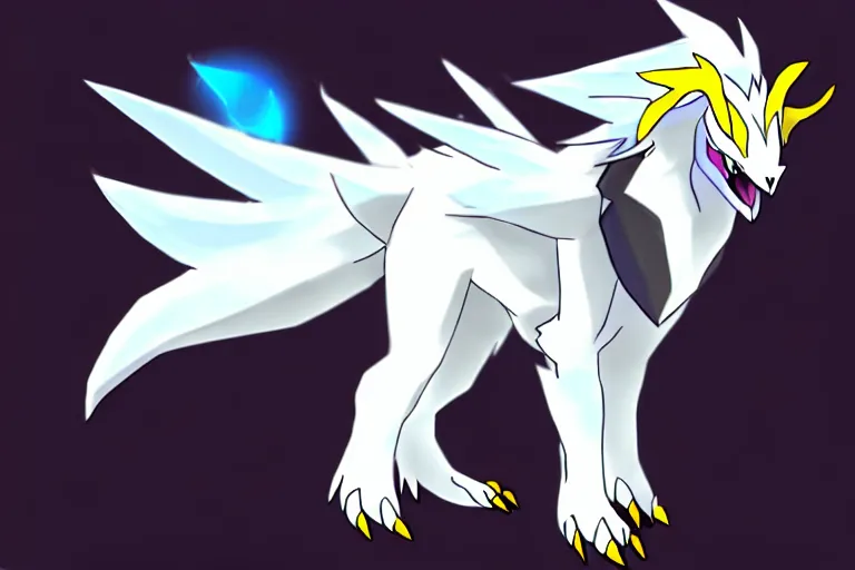 Image similar to a white feathered wolf with a bladed horn and tail. a photo of absol in the style of a pokemon snap screenshot.