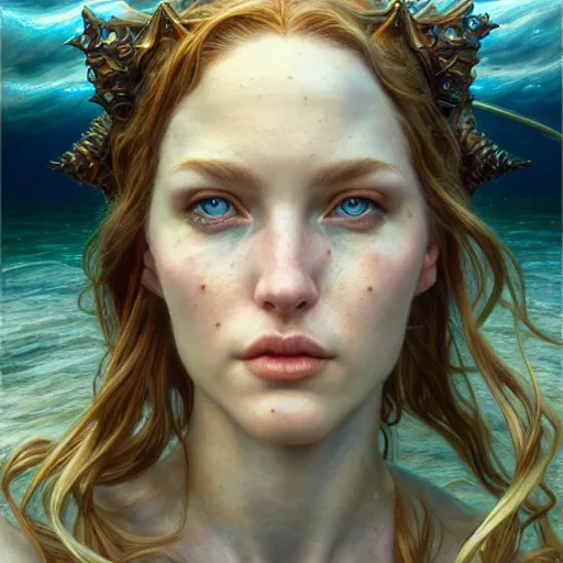 Prompt: sea siren by donato giancola, fantasy, photorealistic, octane render, unreal engine, dynamic lighting, cute face, beautiful girl, beautiful, wlop, cute, perfect factions, perfect woman, trending on artstation, poster, volumetric lighting, very detailed faces, 4 k, award winning