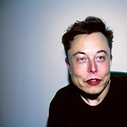 Image similar to bored elon musk with torned dirty t-shirt lying on a couch cinestill 800t