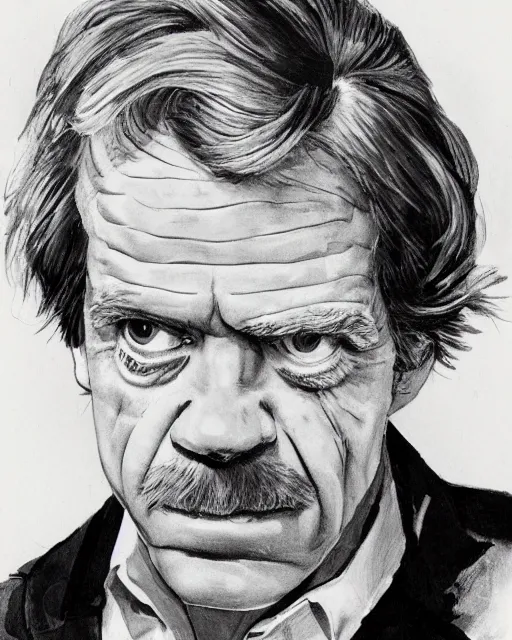 Prompt: a portrait of william h. macy by Mort Drucker