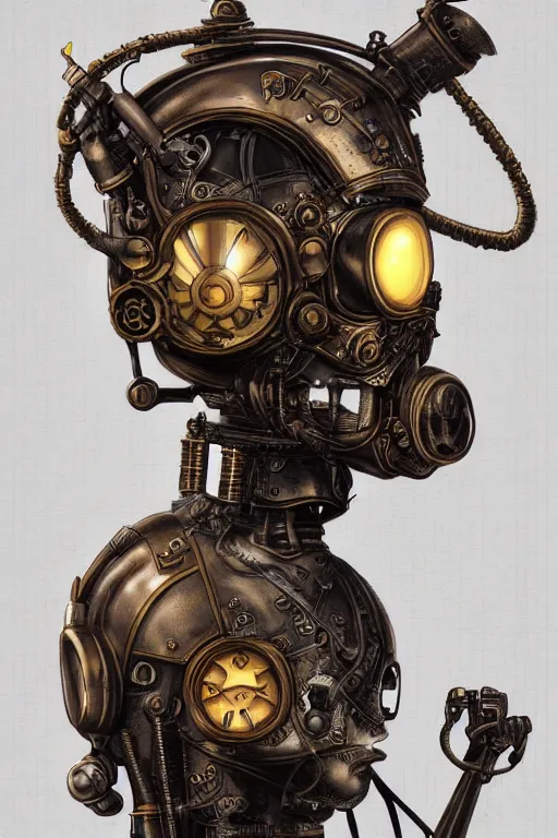 Image similar to steampunk helmet fantasy art mask robot ninja stylized digital illustration sharp focus, elegant intricate digital painting artstation concept art global illumination ray tracing advanced technology chaykin howard and campionpascale and cooke darwyn and davis jack