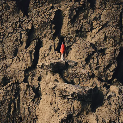 Image similar to A lone samurai on a cliff overlooking a vast ocean, 50mm lens, beautiful, majestic, serene, by Hsiao-Ron Cheng