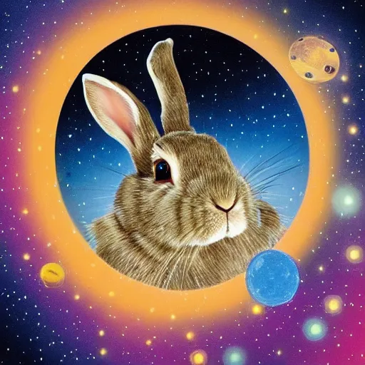 Image similar to rabbit in space