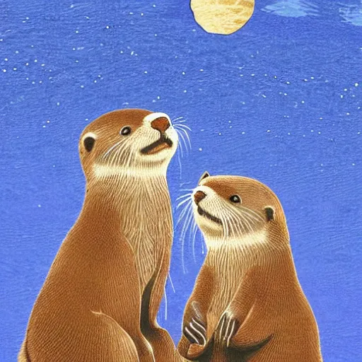Prompt: Otters dancing on the moon