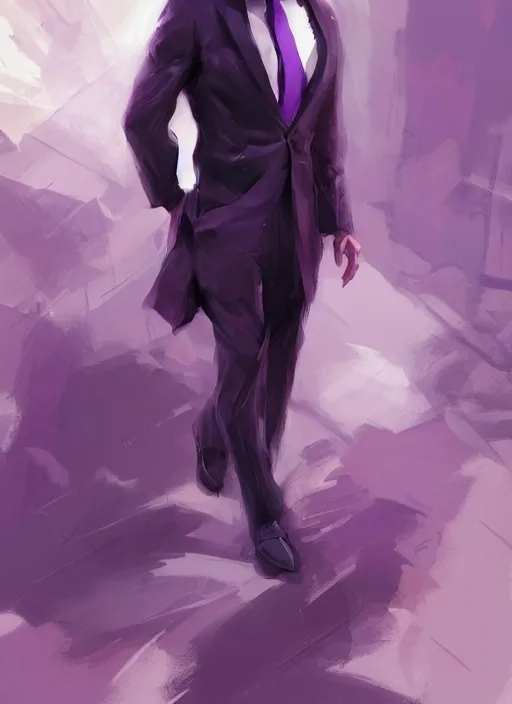 Prompt: sans wearing a dark purple suit, elegant, dynamic, digital painting, concept art, smooth, sharp focus, illustration, by ruan jia and mandy jurgens and artgerm and william - adolphe bouguerea