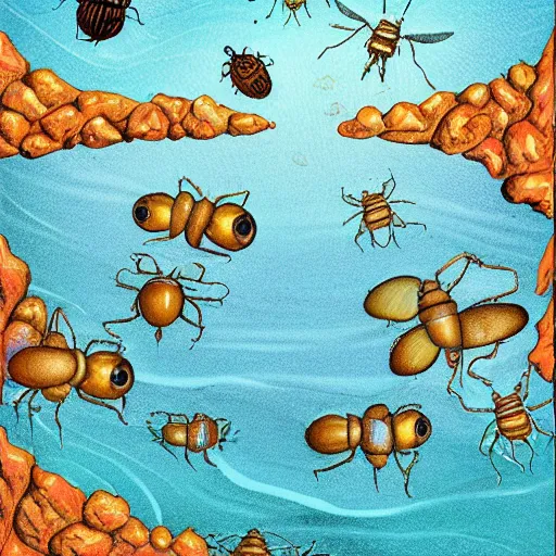 Prompt: an ocean made of bugs